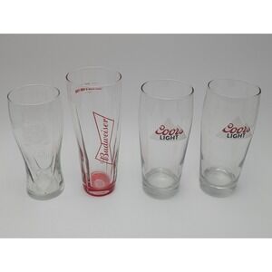 Beer Glass Mixed Lot Coors Light Beer Pint‎ Glass Budweiser Miller Lite Lot Of 4